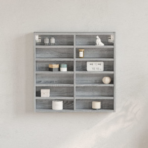 Vitrina de madera de ingeniería gris Sonoma 60x8.5x58 cm D