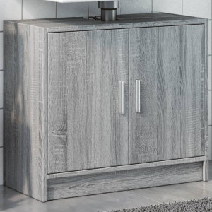 Armario de lavabo madera de ingeniería gris Sonoma 63x29x55 cm D