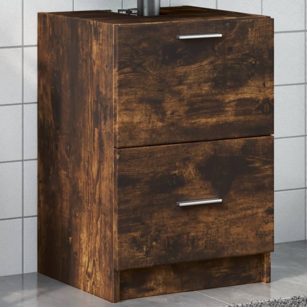 Armario de lavabo madera ingeniería roble ahumado 40x37x59 cm D