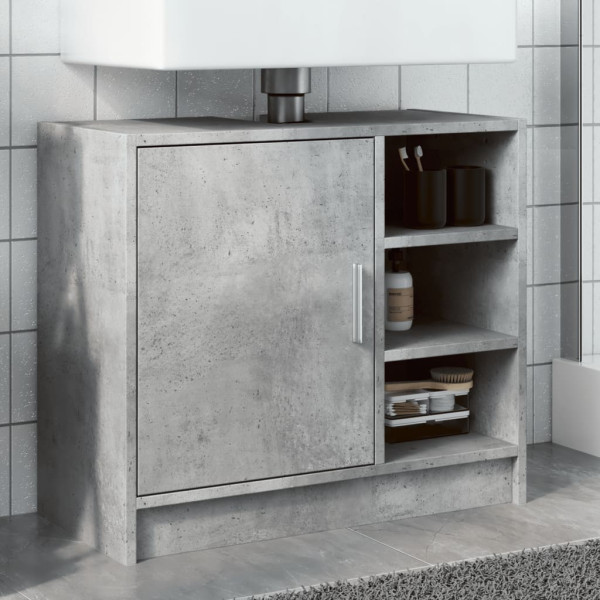 Armario de lavabo madera ingeniería gris hormigón 63x29x55 cm D