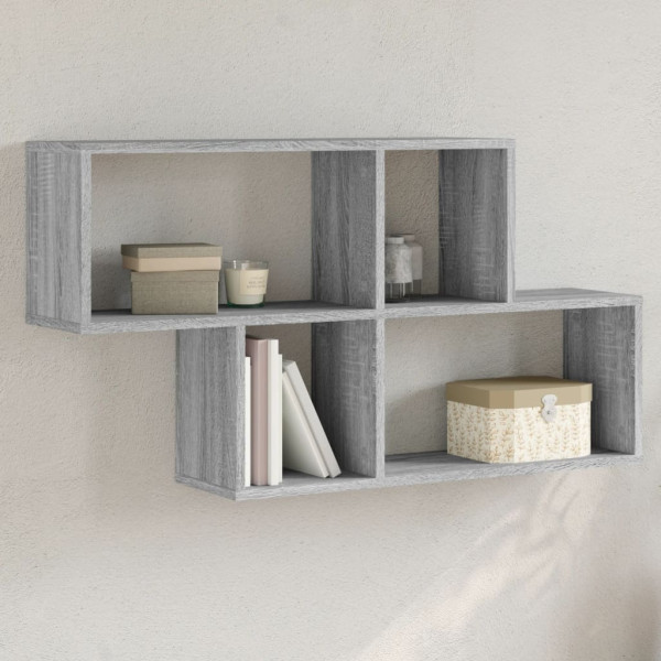 Estante de pared madera ingeniería gris Sonoma 100x20x53 cm D