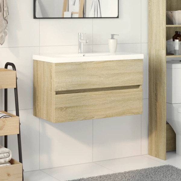 Set de mueble de baño 2 piezas cerámica y madera de ingeniería D