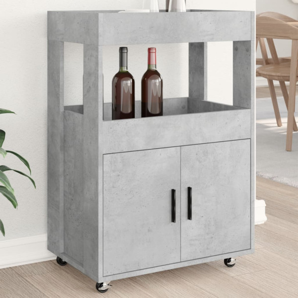 Carrito de bar madera de ingeniería gris hormigón 60x39.5x89 cm D