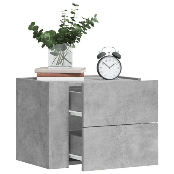 Mesa de cabeceira de parede 2 peças cor cinza concreto 45x30x35 cm D