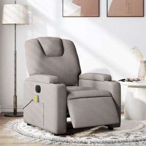 Reclining cadeira tecido de massagem elétrica taupe cinza D