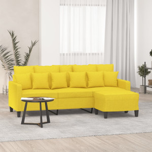 Sofá de 3 lugares com tecido amarelo claro banco 180 cm D