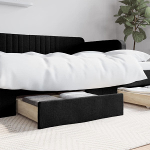 Cajones de cama 2 uds madera de ingeniería y tela negro D