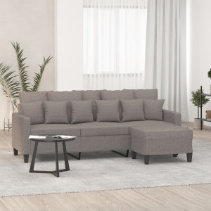 Sofá de 3 lugares com banco de tecido cinza taupe 180 cm D