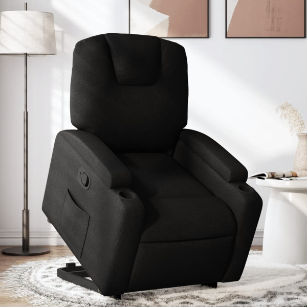 Sillón reclinable elevable tela negro D