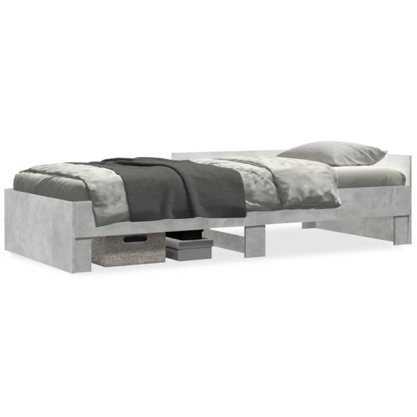 Estrutura de cama em madeira de engenharia cinza concreto 75x190 cm D