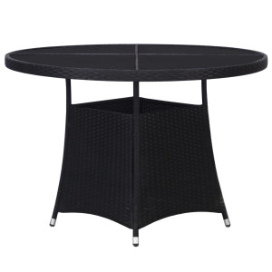 Mesa de jardim de rato sintético preto Ø110x74 cm D