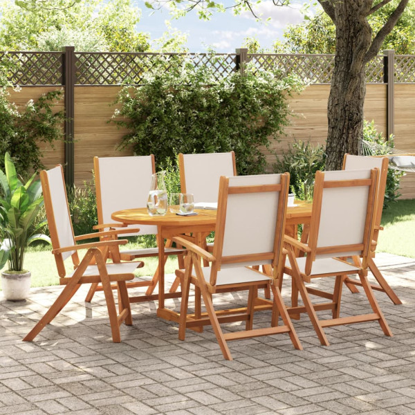 Sala de jantar de jardim 7 pcs madeira maciza acacia e textileno D