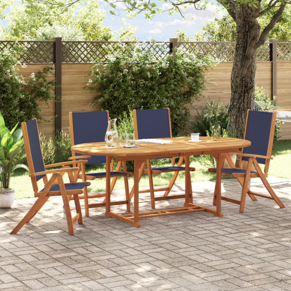 Sala de jantar de jardim 5 pcs madeira maciza acacia e textileno D