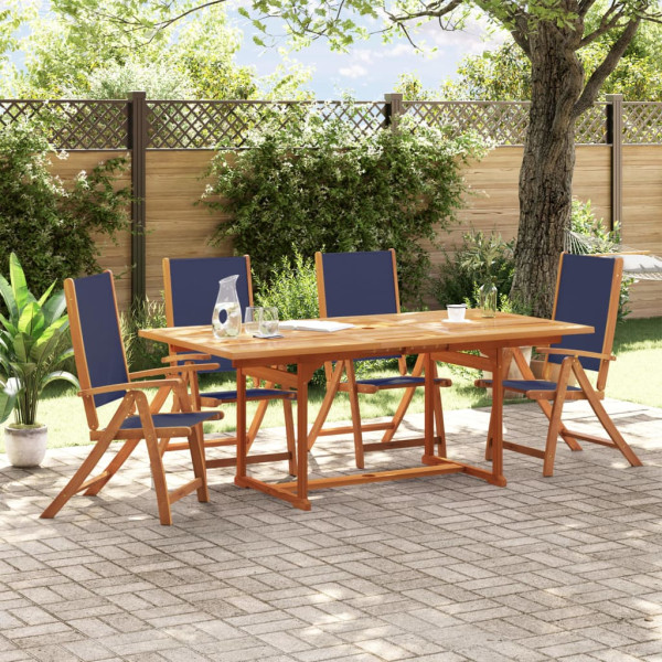 Sala de jantar de jardim 5 pcs madeira maciza acacia e textileno D