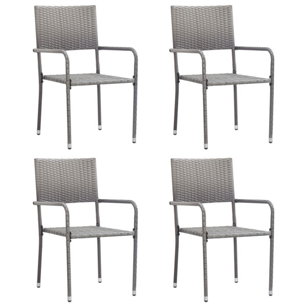 Cadeiras de jantar de jardim empilhável 4 pcs sintético cinza rattan D