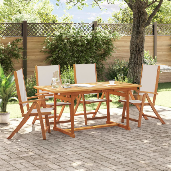 Sala de jantar de jardim 5 pcs madeira maciza acacia e textileno D