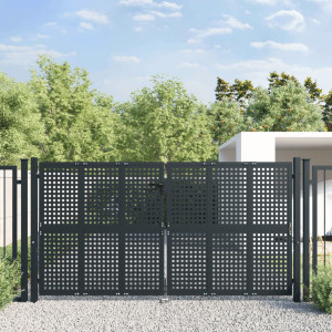 Puerta de jardín acero gris antracita 300x175 cm D