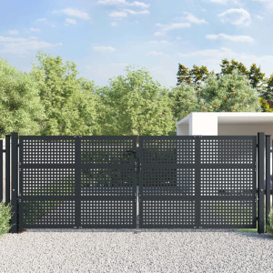 Puerta de jardín acero gris antracita 400x175 cm D