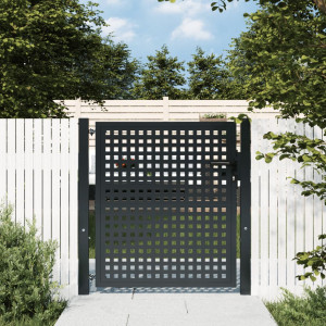 Puerta de jardín acero gris antracita 105x150 cm D
