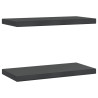 Estantes de pared 2 uds acero inoxidable negro 50x23.5x3 cm 2