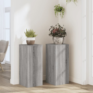 Soportes de plantas 2 uds madera gris Sonoma 30x30x70 cm D