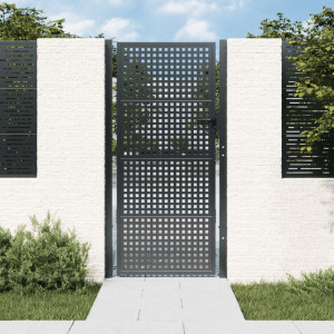 Puerta de jardín acero gris antracita 105x225 cm D