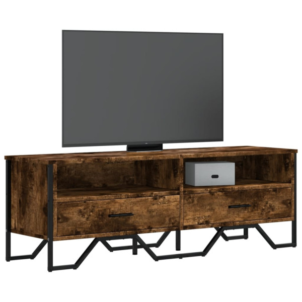 Mueble de TV madera de ingeniería roble ahumado 122x34x41 cm D