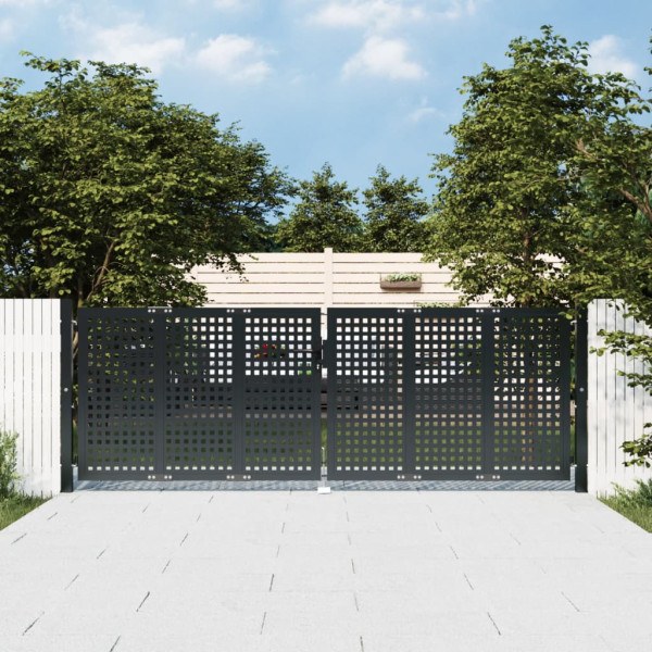 Porta do jardim antracite aço cinza 300x125 cm D