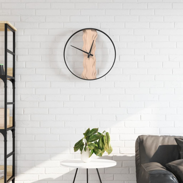 Reloj de pared de hierro y madera de roble marrón Ø35 cm D