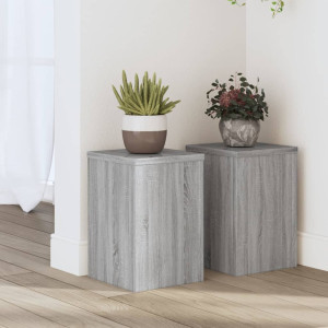 Soportes de plantas 2 uds madera gris Sonoma 20x20x30 cm D