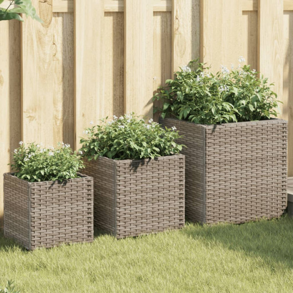 Jardim 3 unidades de rattan cinza sintético D