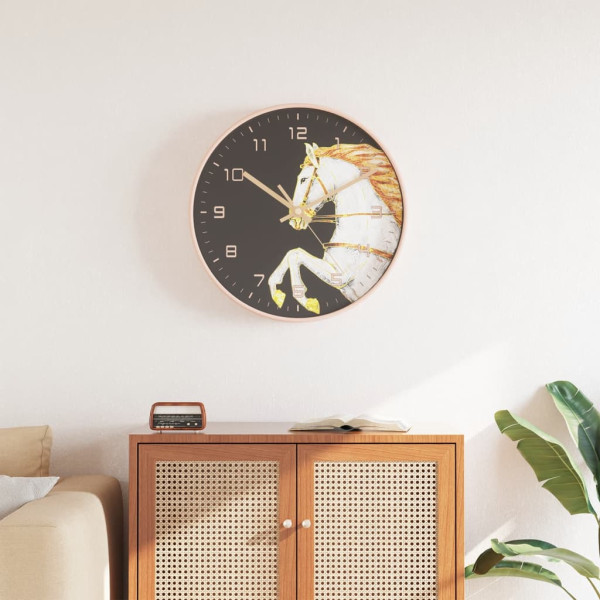 Reloj de pared poliestireno y cristal dorado y blanco Ø29.5 cm D