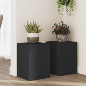 Soportes de plantas 2 uds madera ingeniería negro 25x25x35 cm D