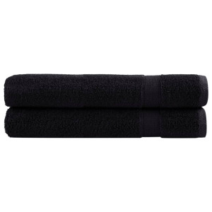 Toallas de sauna 2 uds 100% algodón negro 80x100 cm 600 gsm D