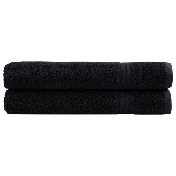 Toallas de sauna 2 uds 100% algodón negro 80x100 cm 600 gsm D