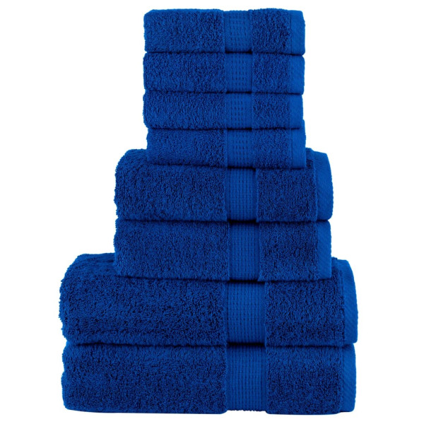 Toalha conjunto 8 peças 100% algodão azul 600 gsm D