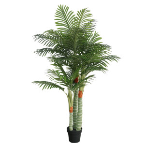 Palmera artificial con 3 troncos PP verde 180 cm D