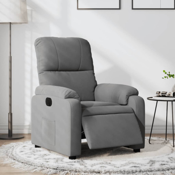 Sillón reclinable eléctrico tela de microfibra gris oscuro D