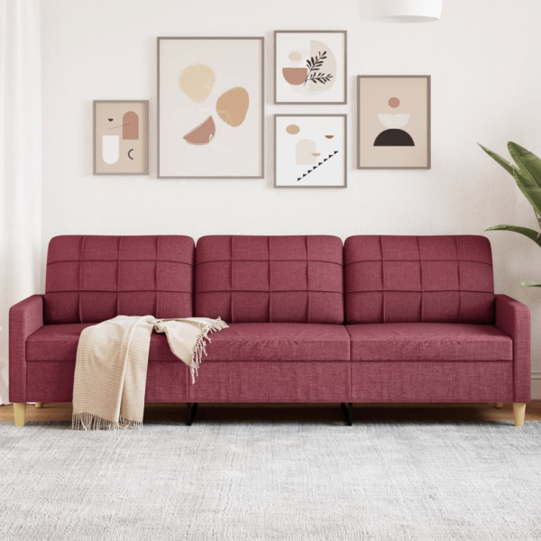 3-seater vermelho tecido sofá tintura 210 cm D