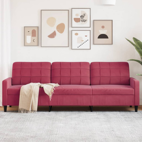 3-seater vermelho veludo sofá tintura 210 cm D