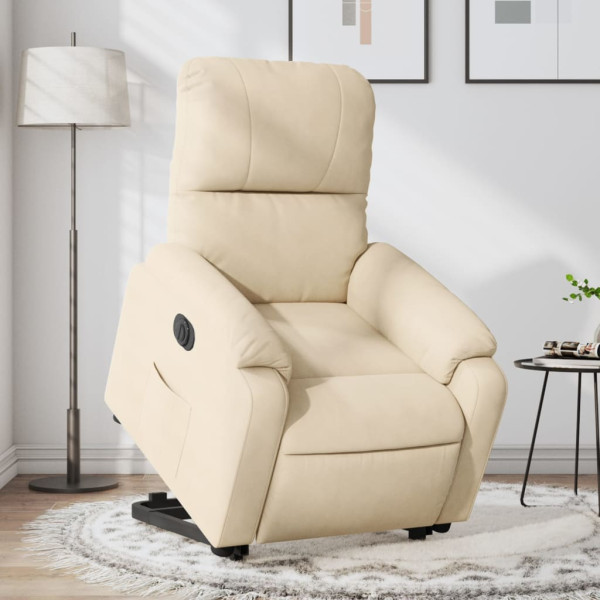 Sillón eléctrico reclinable elevable tela microfibra crema D