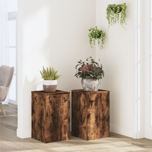 Suportes de plantas 2 pcs de madeira de carvalho fumado 30x30x50 cm D