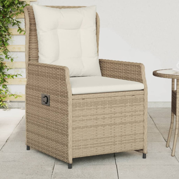 Sillones reclinables de jardín 2 uds ratán sintético beige D