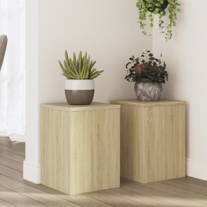 Soportes de plantas 2 uds madera roble Sonoma 25x25x35 cm D