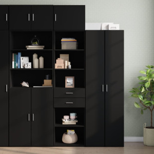 Armario estrecho madera de ingeniería negro 50x42.5x225 cm D