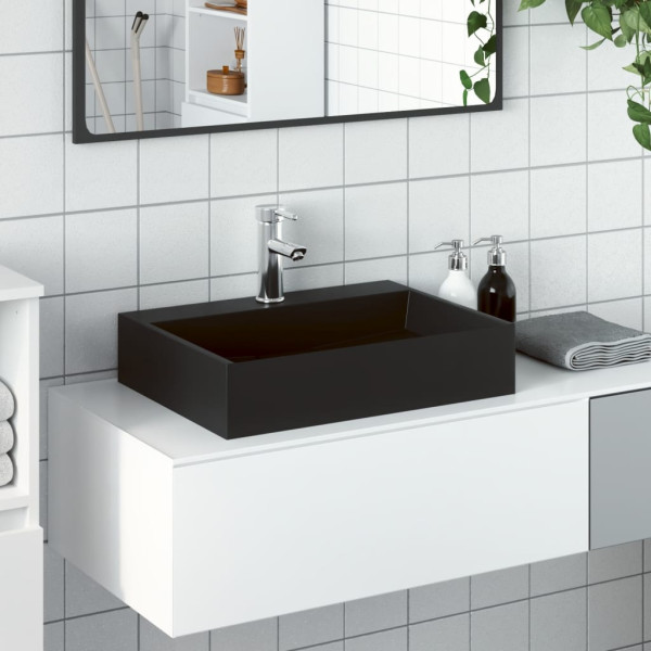 Lavabo de fundición de mineral/mármol negro mate 50x38x11 cm D