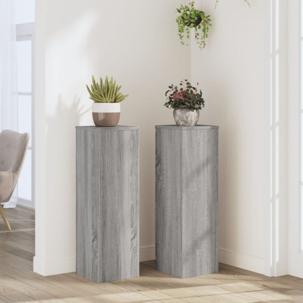 Soportes de plantas 2 uds madera gris Sonoma 25x25x80 cm D