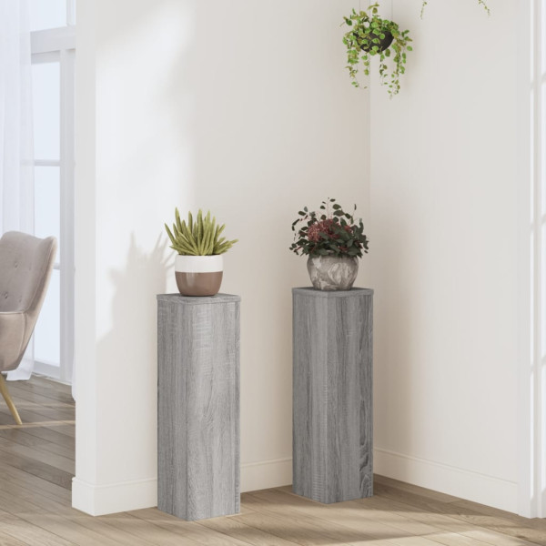 Soportes de plantas 2 uds madera gris Sonoma 17x17x60 cm D