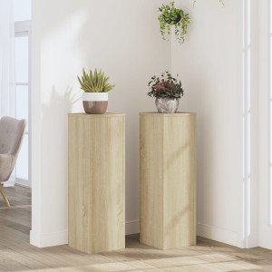 Soportes de plantas 2 uds madera roble Sonoma 25x25x80 cm D