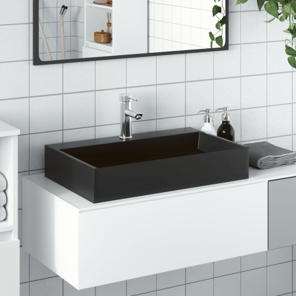 Lavabo de fundición de mineral/mármol negro mate 60x38x11 cm D